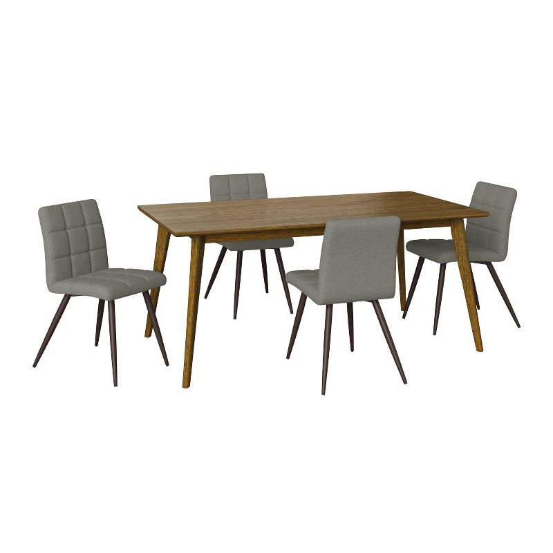 5pc Sampat Dining Table and Chairs Set Walnut/Smoke Gray - Handy Living