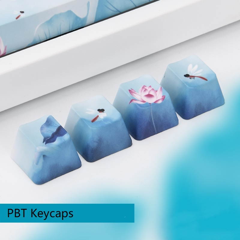 A-jazz AK535  N-key Rollover  Ergonomic Design,Cool Exterior USB Wired Cherry  MX Red Mechanical Gaming  Keyboard For Office And Game,  PBT Keycaps  - Blue Lotus ( No Light Version )