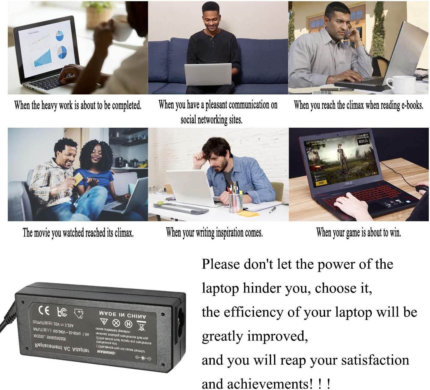 65W Laptop Adapter Charger for Lenovo Thinkpad E545 T420 T400 T410 T420s T500 T520 T530 E545 X140e X230 Edge 15 E430 E520 E530 T430u T520 X120e R500 SL500 SL510 AC Power Supply Cord