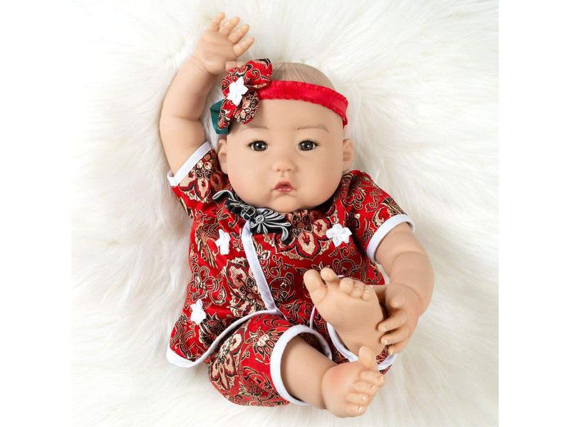 Paradise Galleries Lifelike Reborn Baby Doll Mei, 20 inch Girl in GentleTouch Vinyl & Weighted Body, 4-Piece Set