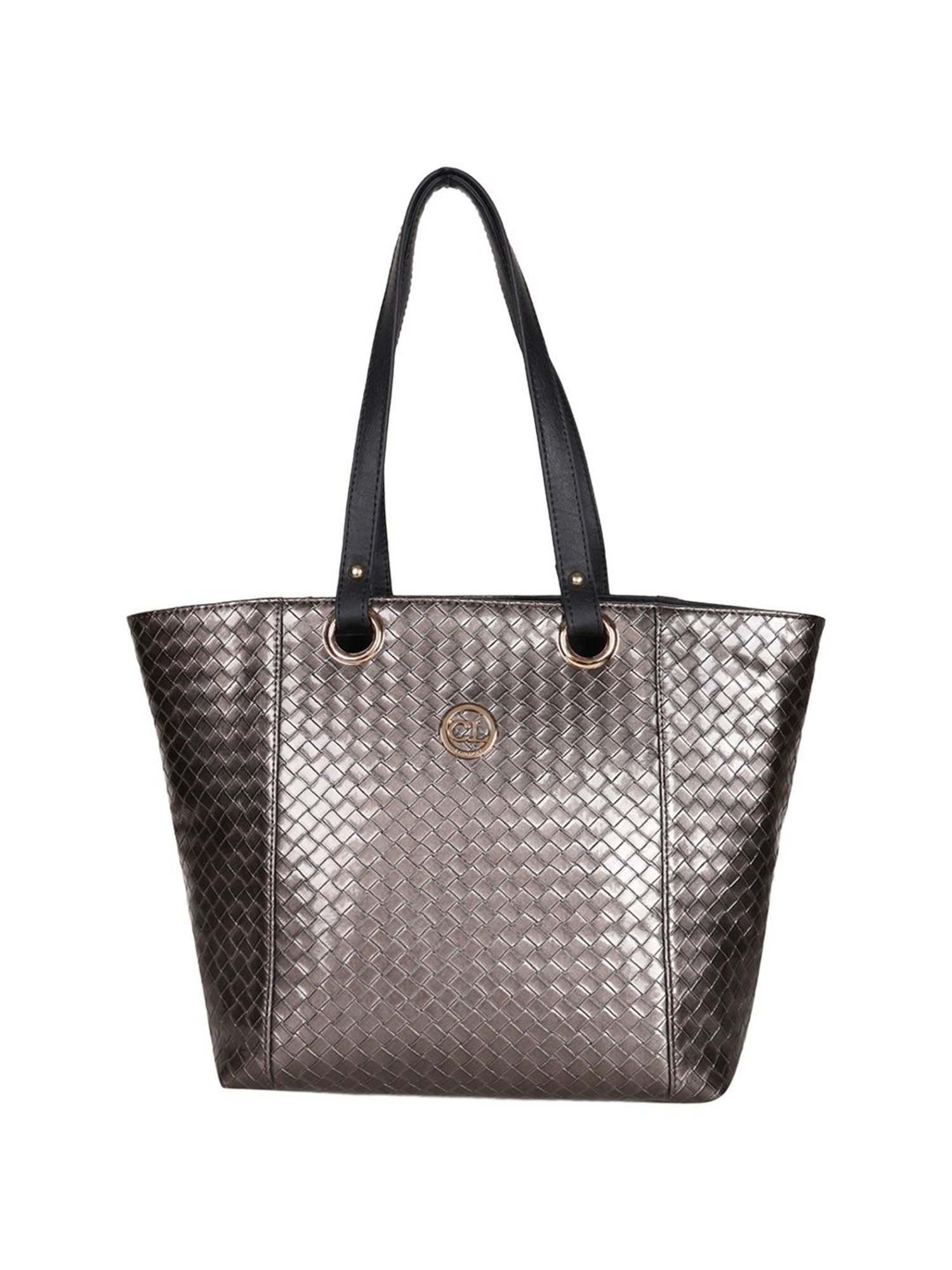 Carlton London Grey Textured Medium Tote Handbag