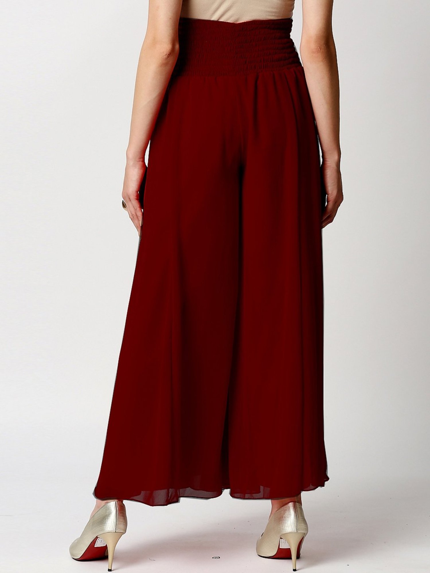 Ira Soleil Maroon Regular Fit Palazzos