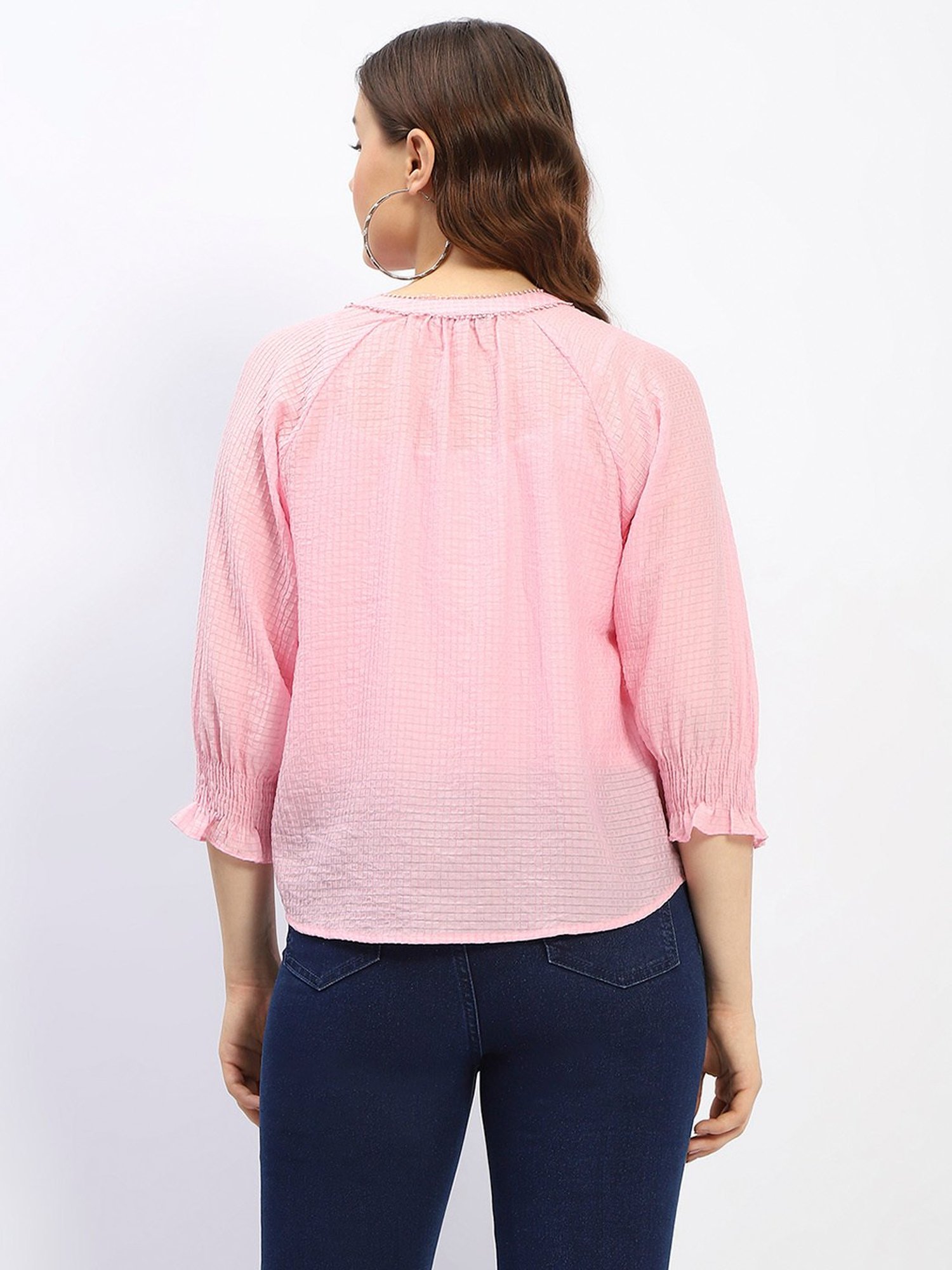 MADAME Pink Checkered Top