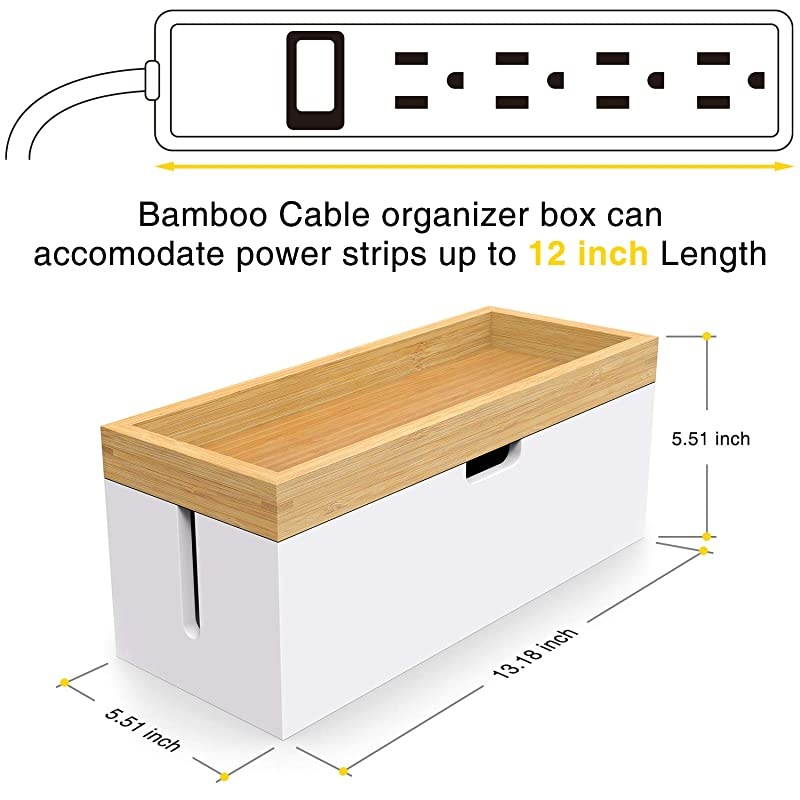 Cable Management Box Hider Cord Organizer Box Large Storage Holder for Desk Conceal Power Strips and Electrical Cords from TV Computer USB Hub