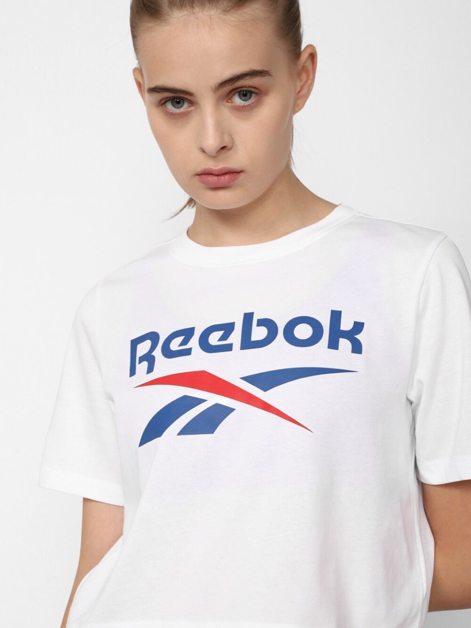 Reebok White Printed Sports T-Shirt
