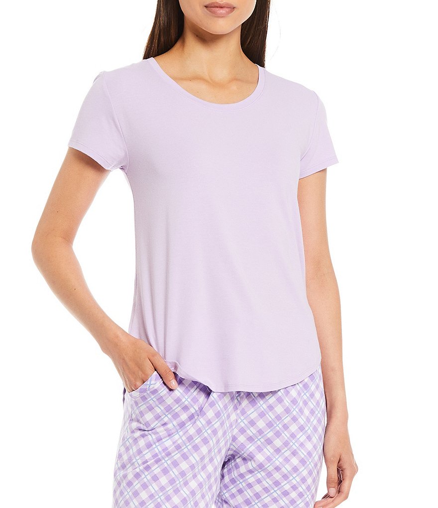 HUEtique Solid Jersey Knit Jewel Neck Tee