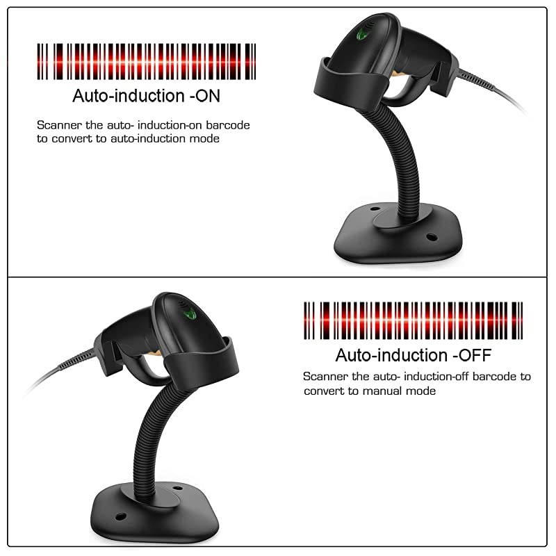 Barcode Scanner with Stand USB Barcode Scanner Wired Handheld Laser Barcode Reader with Adjustable Stand