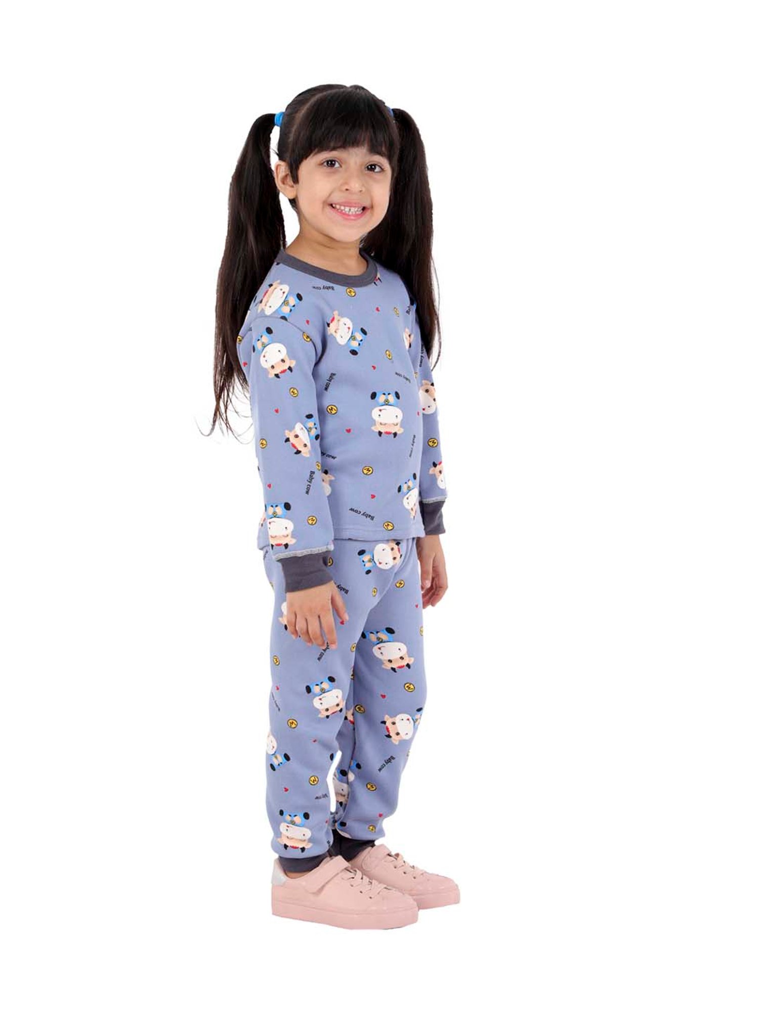 Ahhaaaa Kids Blue Printed Sweatshirt with Pants