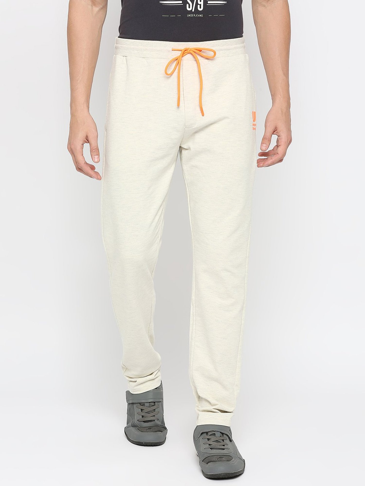 UnderJeans by Spykar White Regular Fit Trackpants