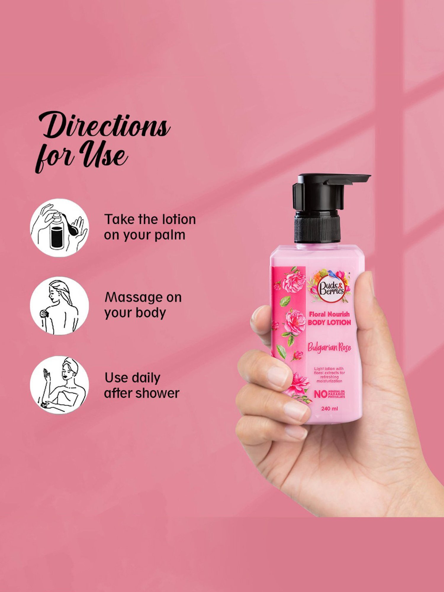 Buds & Berries Bulgarian Rose Floral Nourish Body Lotion - 240 ml