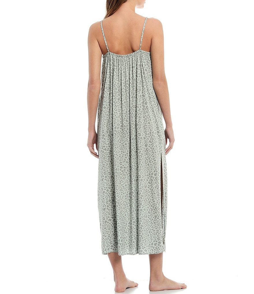 Miss Elaine Plus Cottonessa Floral Print Knit Long Nightgown