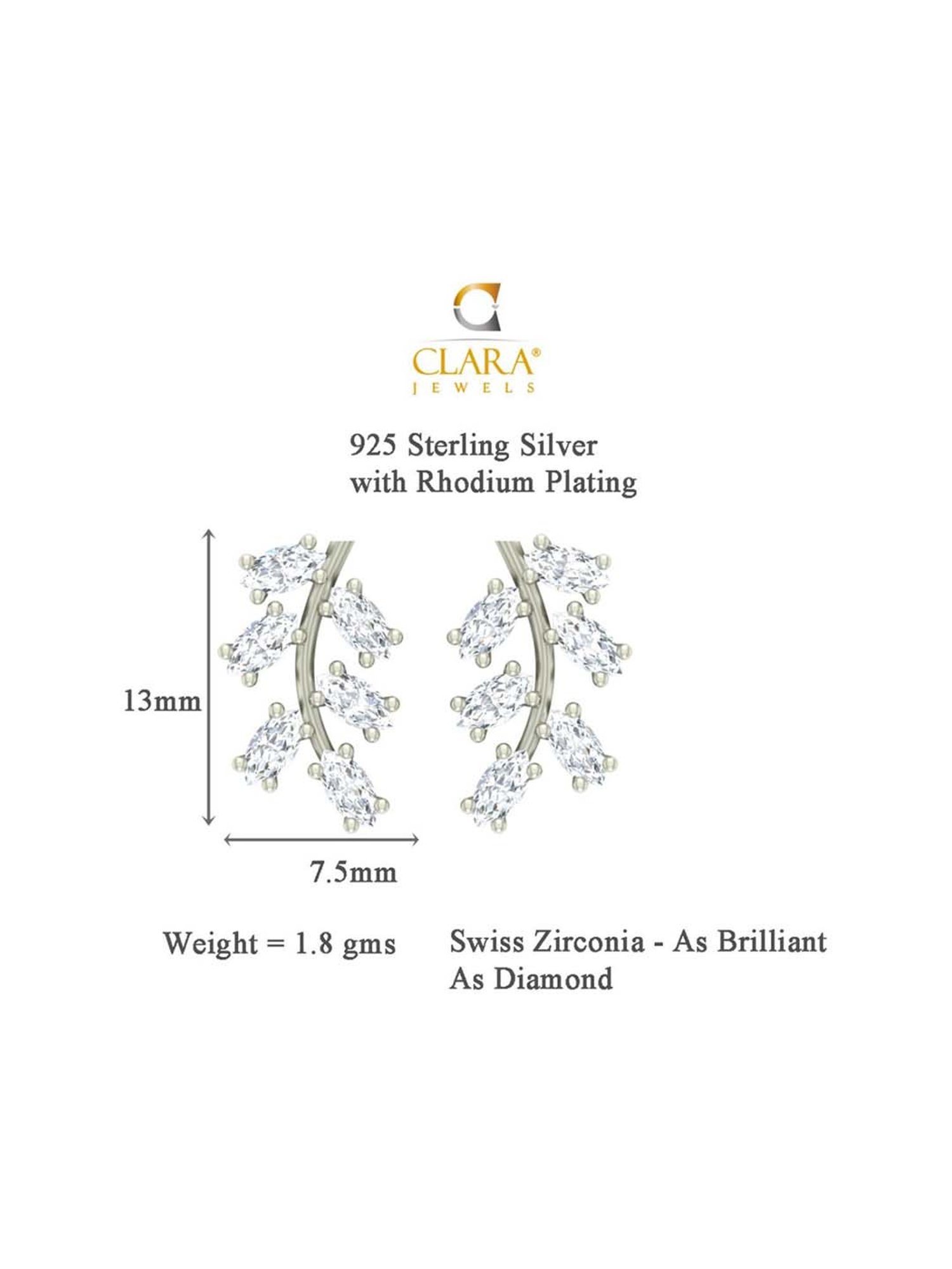 Clara Leaf 92.5 Sterling Silver Earrings