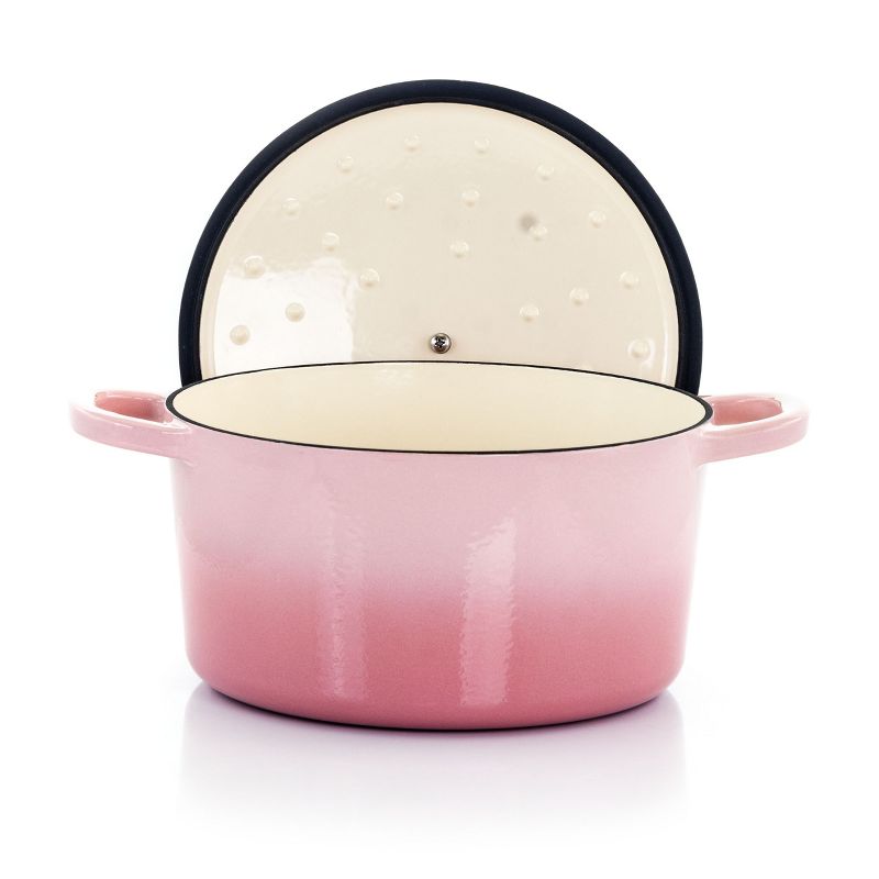 Crock-Pot 2 Piece Artisan 5 Quarts Enamled Cast Iron Dutch Oven in Blush Pink