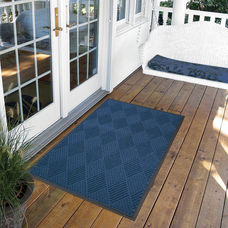 1'4"x2'4" Rectangle Indoor and Outdoor Polyurethane Floor Mat Black - PiccoCasa