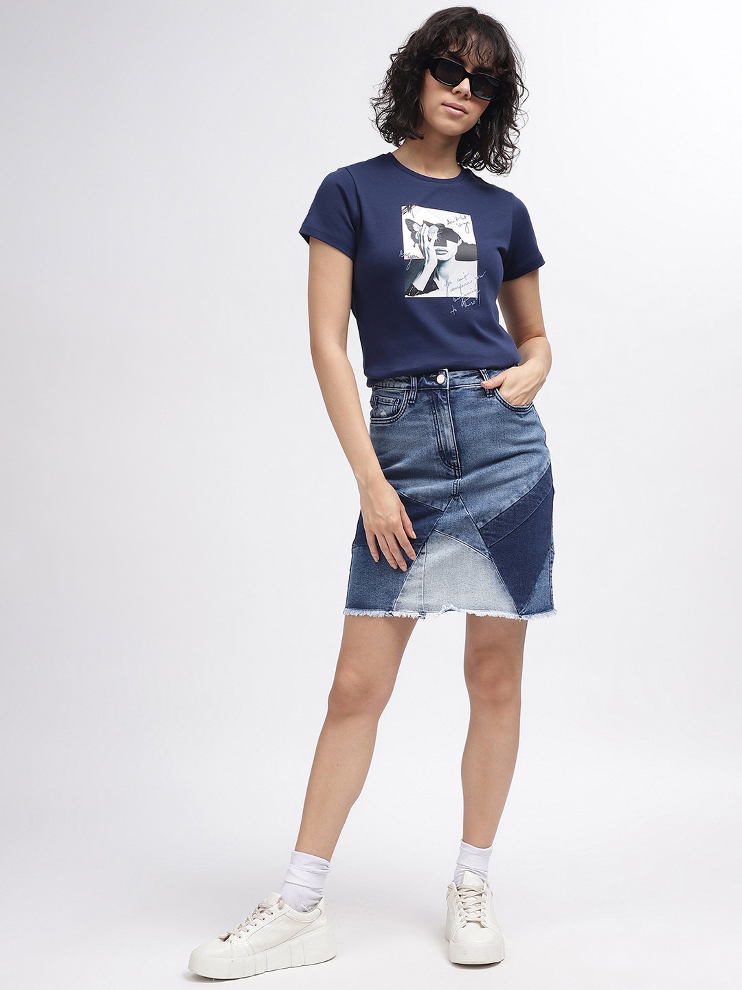 Iconic Women Applique Regular Fit Cotton Skirts