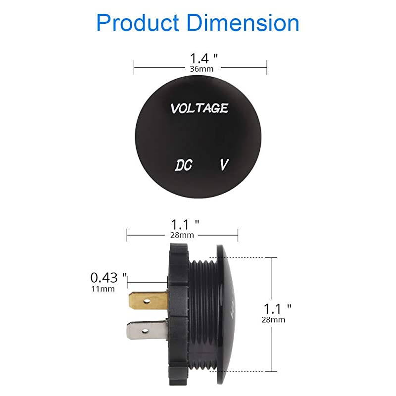 Universal Digital Voltmete Display6v48v Waterproof Voltmeter car Voltmeter12v Voltmeter for DC 12V24V Car Motorcycle Auto Truck Ship etcBlue
