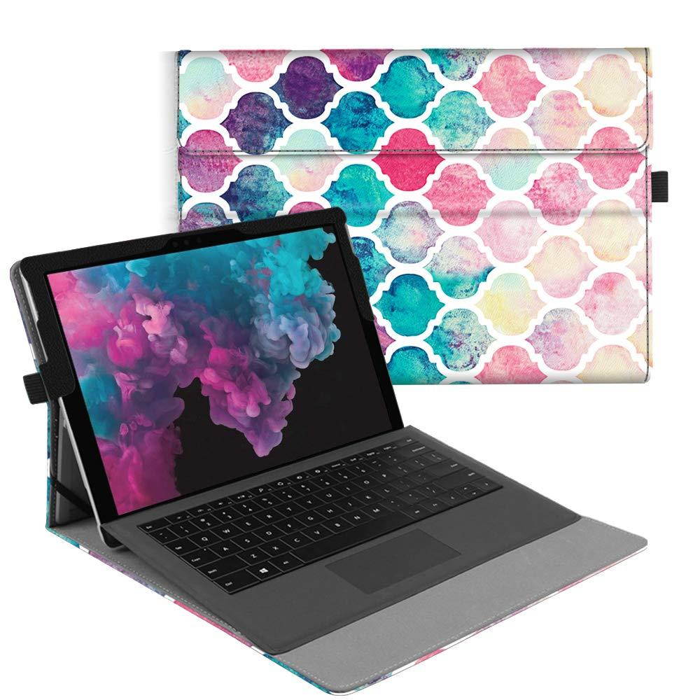 Fintie Case for Microsoft Surface Pro 6 / Pro 5 / Pro 4 / Pro 3 - Multiple Angle Viewing Portfolio Business Cover, Compatible with Type Cover Keyboard (Moroccan Love)