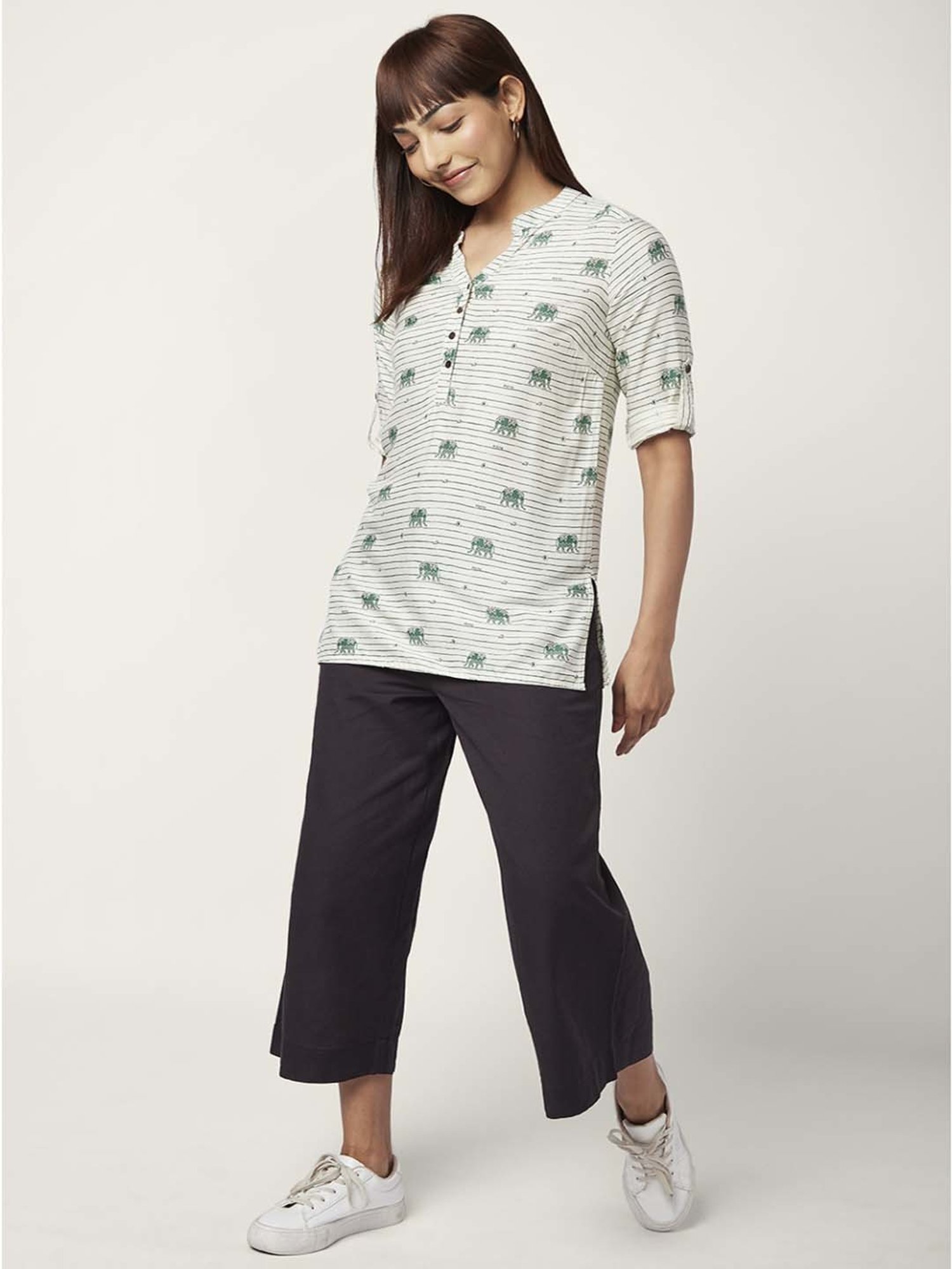 Akkriti by Pantaloons Off-White Printed Tunic