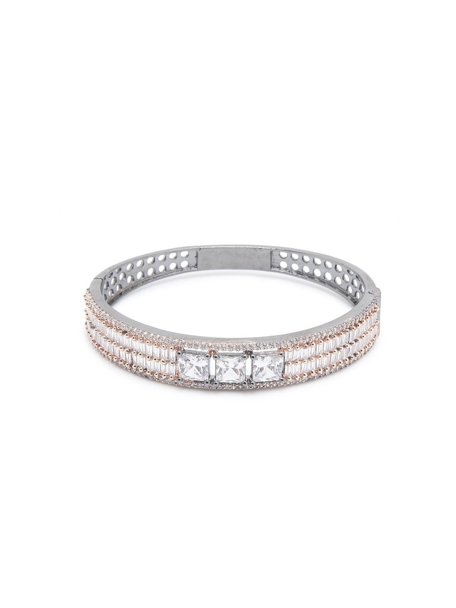 YouBella Jewellery Celebrity Inspired Silver-Plated American Diamond Classic Bracelet