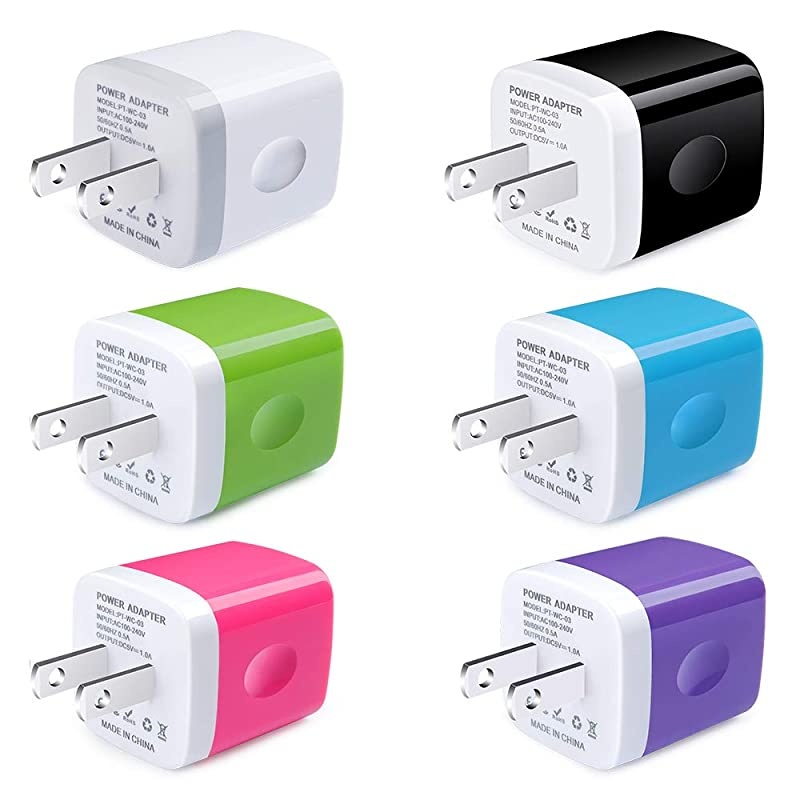 Wall Charger  1A5V 6 Pack One Port USB Charge Plug Power Adapter Charging Block Box Compatible iPhone 11Pro Max XS XR 8 7 6 Plus Samsung Galaxy s10e S10 S9 S8 PlusNexus Moto LG G7 V40 V30+
