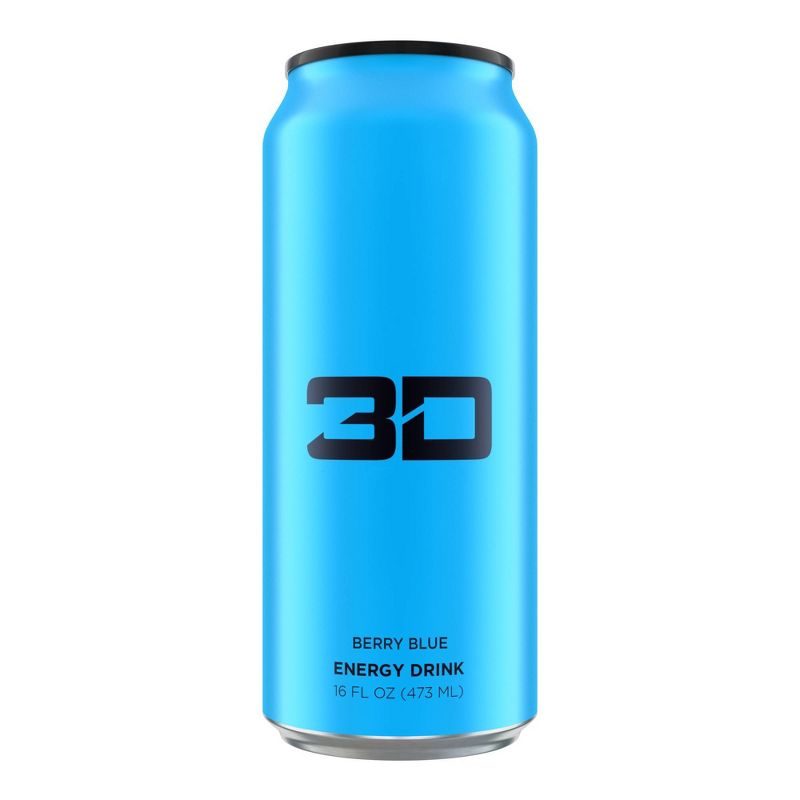 3D Berry Blue Energy Drink - 16 fl oz Can
