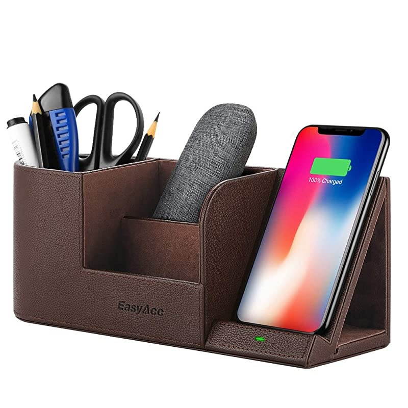 Wireless Charger Desk Organizer Wireless Charging Station for iPhone 11 Pro X XS MAX XR 8 Plus and Samsung S7 Edge S8 S9 Plus Note 8 9and More Desk Storage Caddy Pen Pad Holder