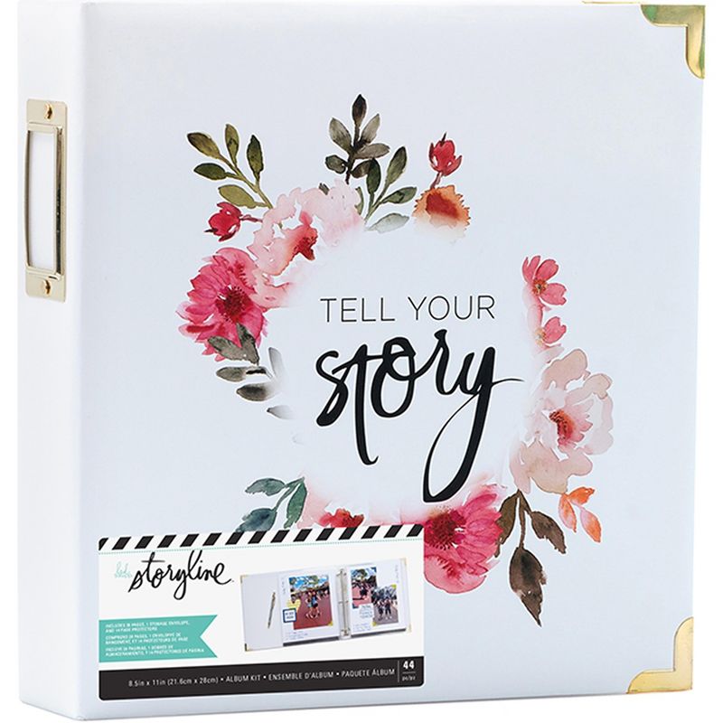 Heidi Swapp Storyline2 D-Ring Album 8.5"X11"-White Floral