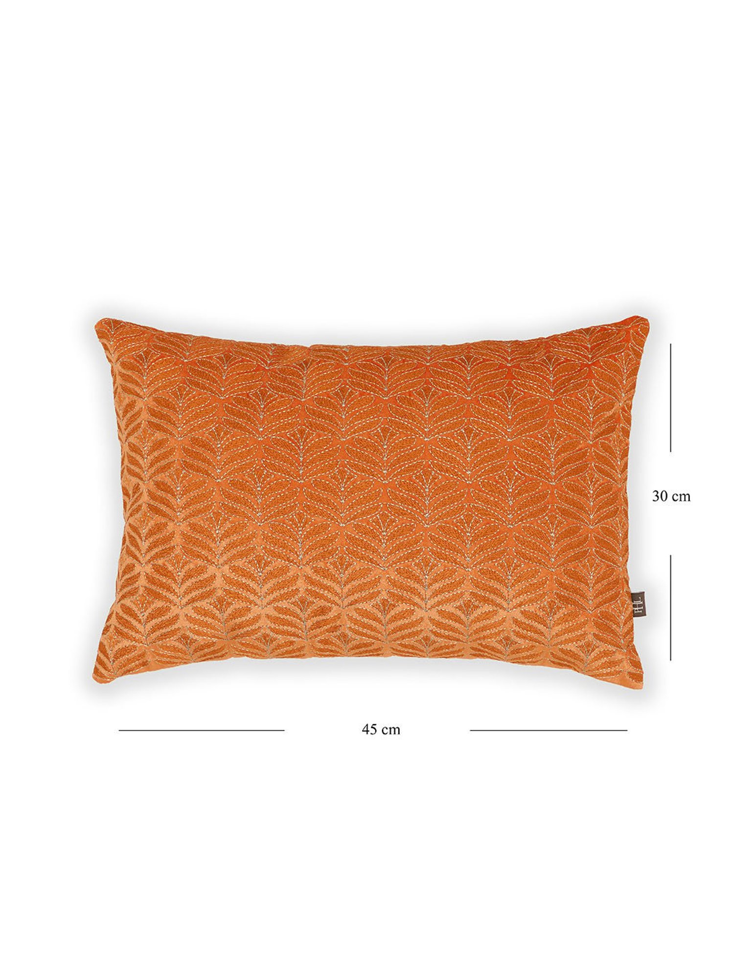 Pure Home and Living Orange Velvet Embroidery Cushion Cover
