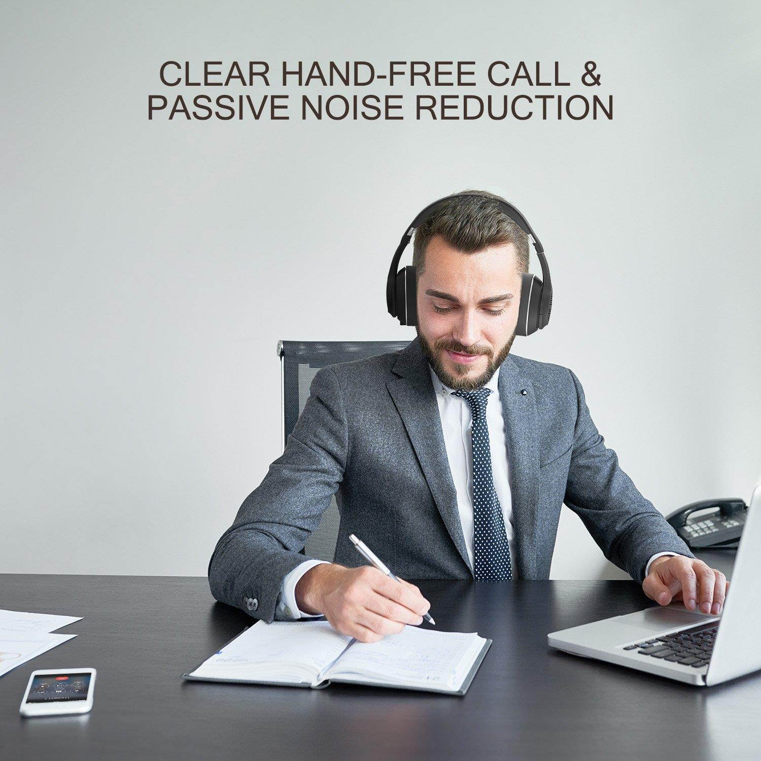 Tribit XFree Tune Bluetooth Headphones Over Ear - Wireless Headphones 40 Hrs Playtime, Hi-Fi Stereo Sound with Rich Bass, Built-in Mic, Soft Earmuffs - Foldable Headset with Carry Case, Black