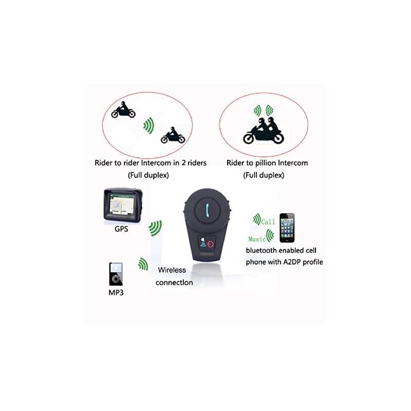 Motorcycle Helmet Speakers FDCVB Helmet Bluetooth Headset Intercom for Motorbike Skiing Communication Systems Range800M23Riders PairingBlack2 Units with Soft Cable