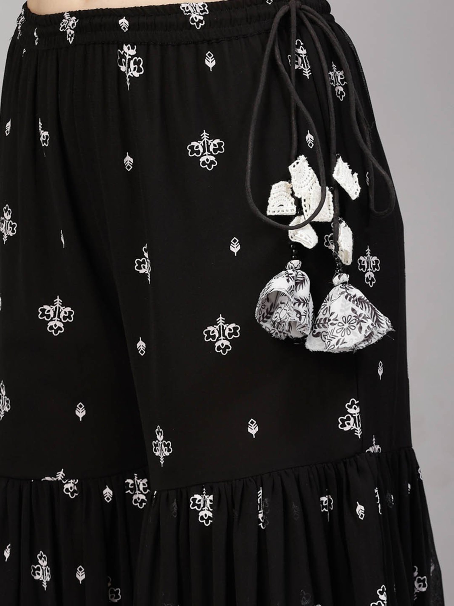 Biba Black Embroidered Kurta With Garara & Dupatta