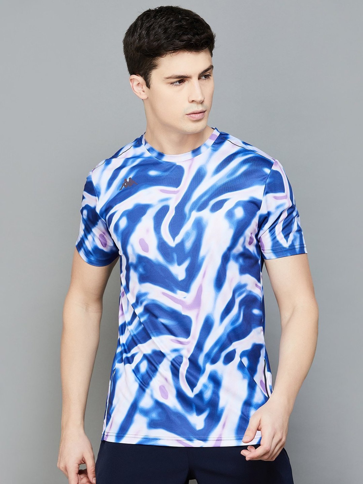 KAPPA Blue Regular Fit Printed Sports T-Shirt