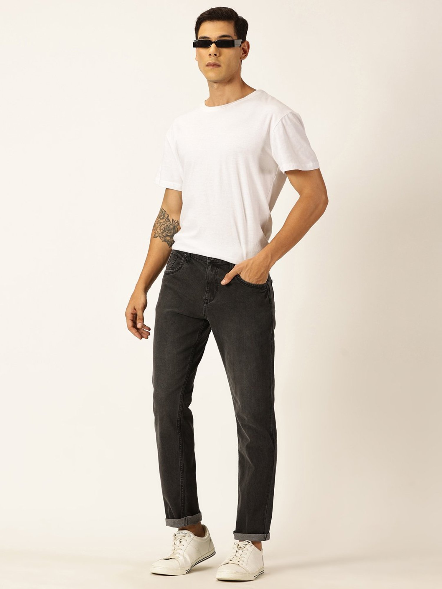 Thomas Scott Black Slim Fit Lightly Washed Jeans