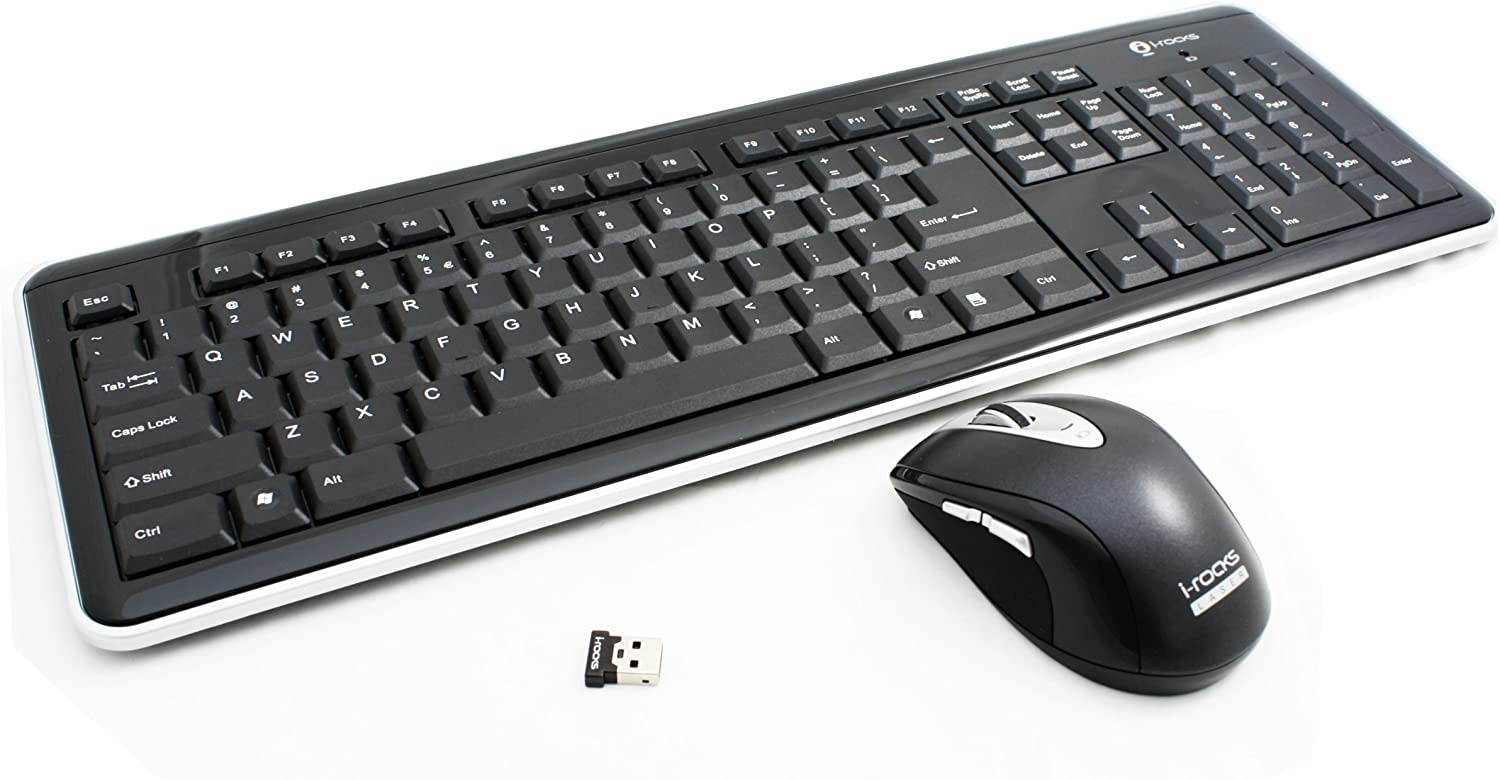 I-Rocks RF-6577L-BK &ndash; Retro 2.4GHz Wireless Keyboard and Mouse Combo (Black)