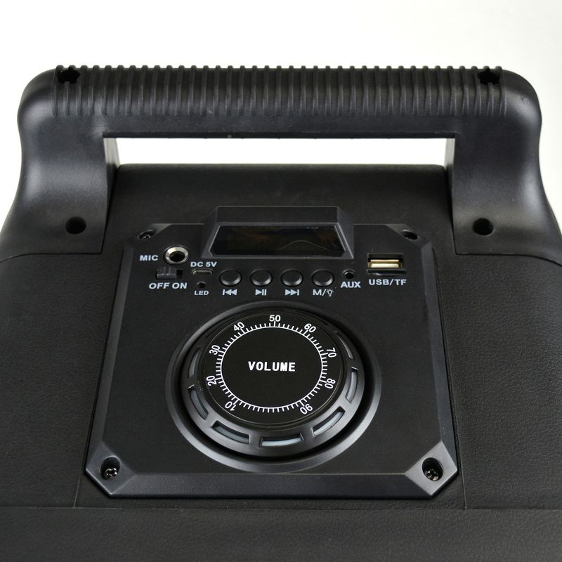 Studio Z STZP-1000 10 Inch 100 Watt MAX Portable Rechargeable Speaker Woofer Entertainment System with USB Music Stream and Handheld Wired Microphone