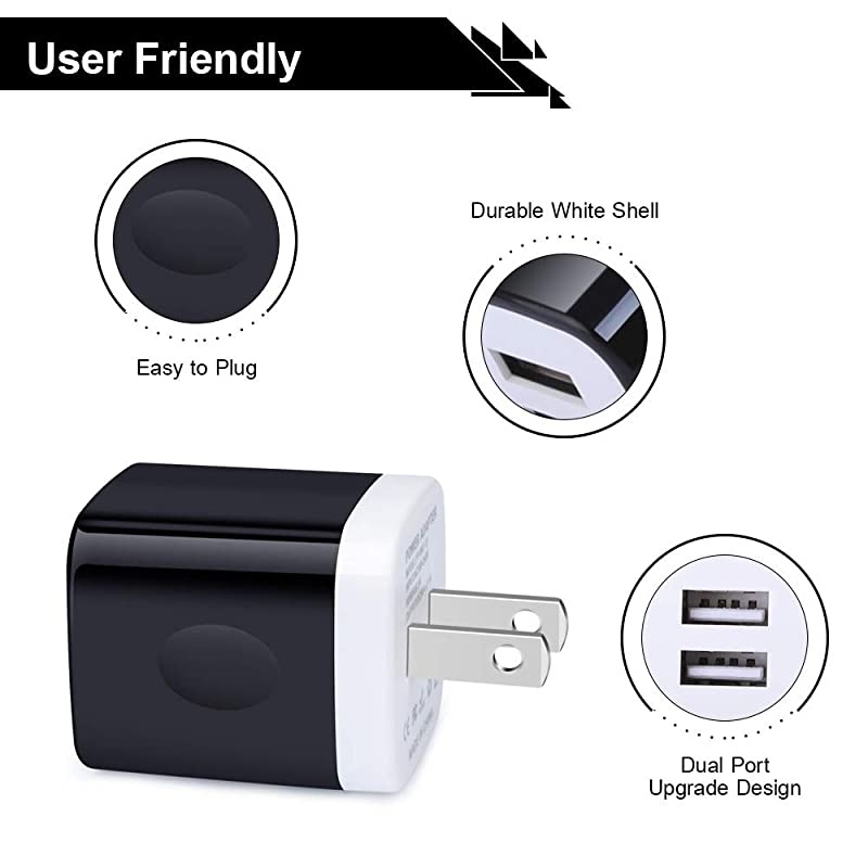 Wall Charger Brick 4Pack 21A5V Dual Plug Power Adapter Charger Box Charging Cube Heads for Replacement for iPhone XsXS MaxXRX876Plus Samsung Galaxy S8 S7 S6 Edge LG Moto HTC