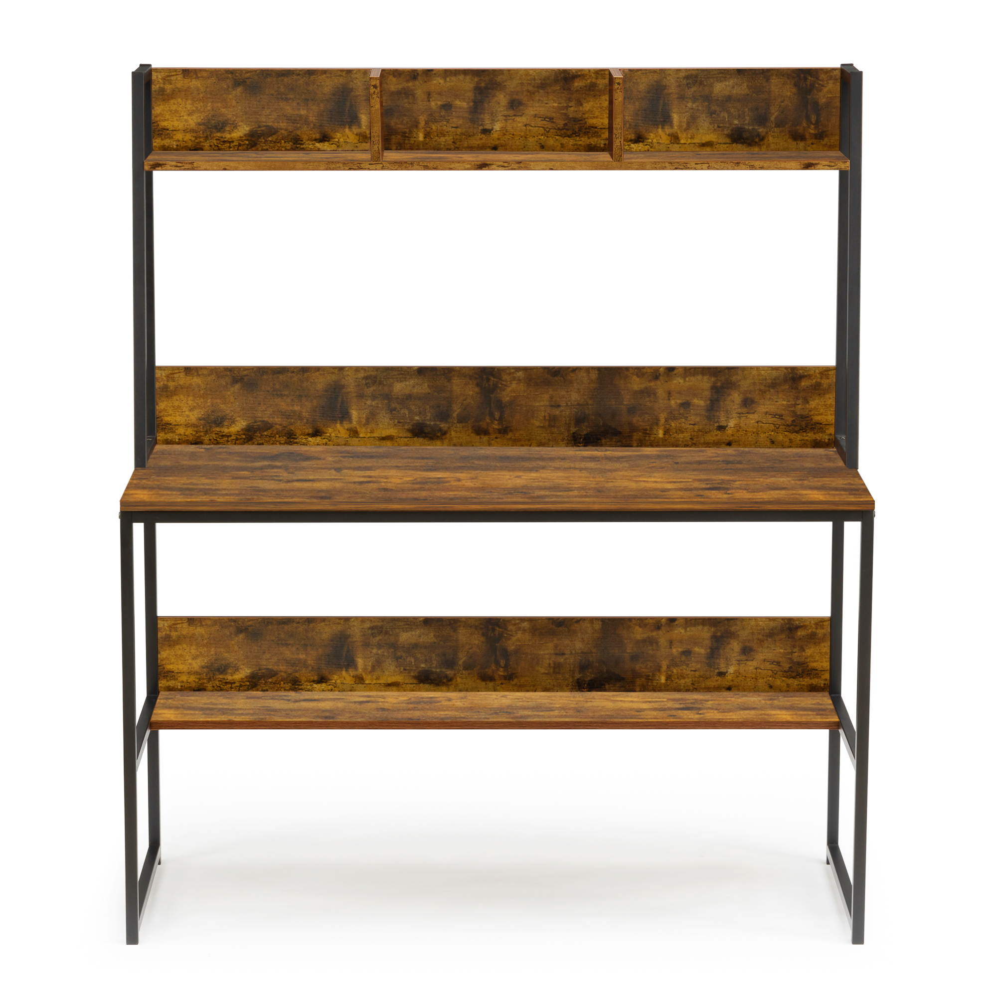 47" Gaming Desk Computer Desk Home Office Desk Workstation Desk Writing Table with Bookshelf,Desktop Display Shelves & Bottom Storage Shelves