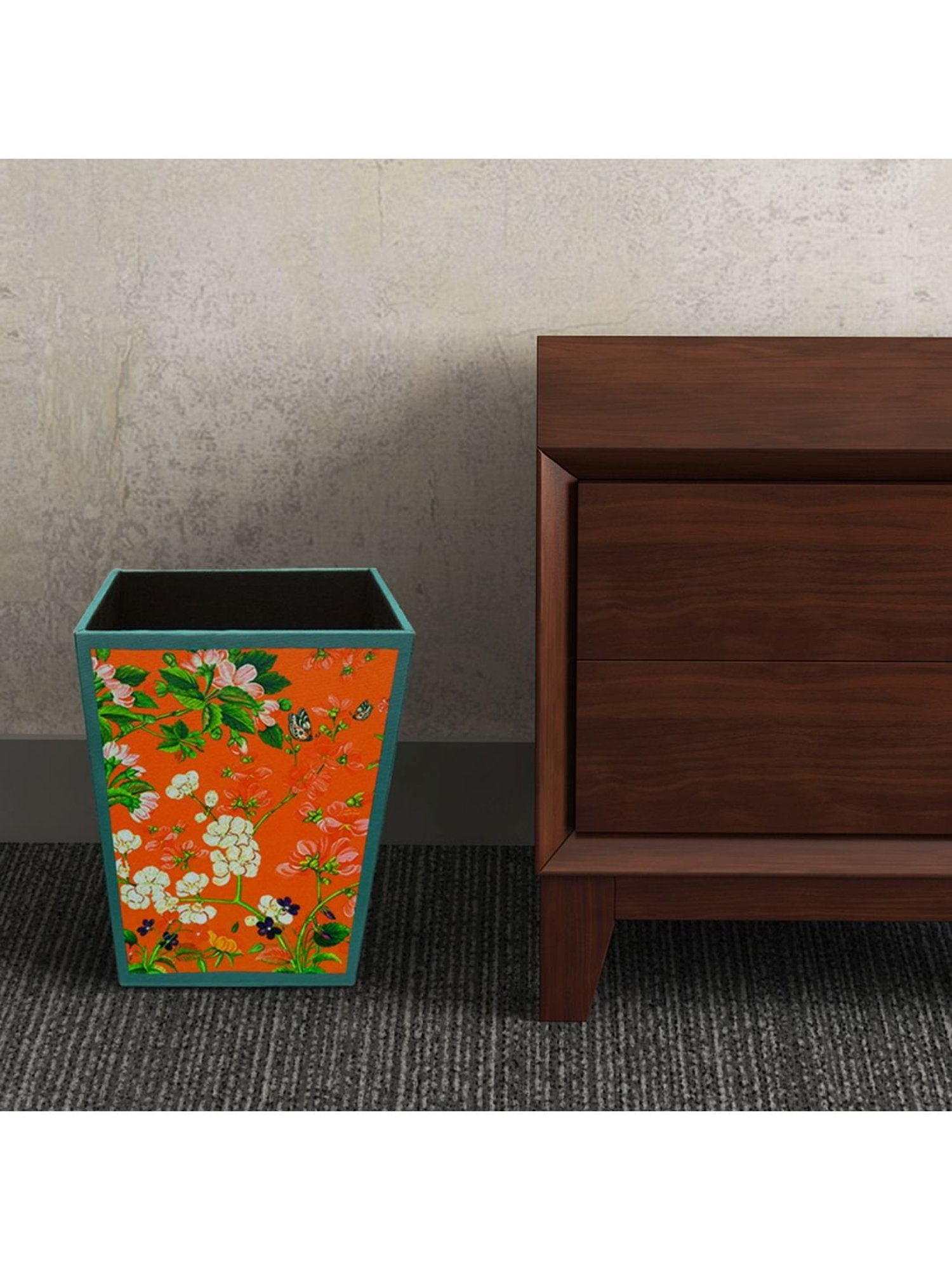 SEJ by Nisha Gupta Orange Wooden Open Dry Bin - 11.5 Litres