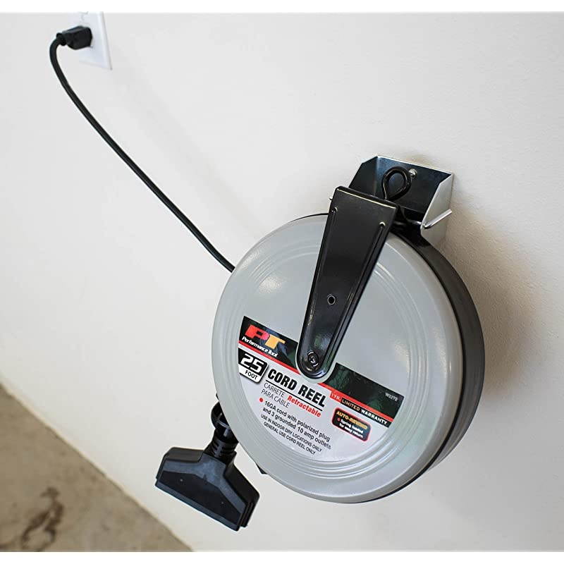 W2272 25 GrayBlack Retractable Cord Reel With Durable Steel Housing