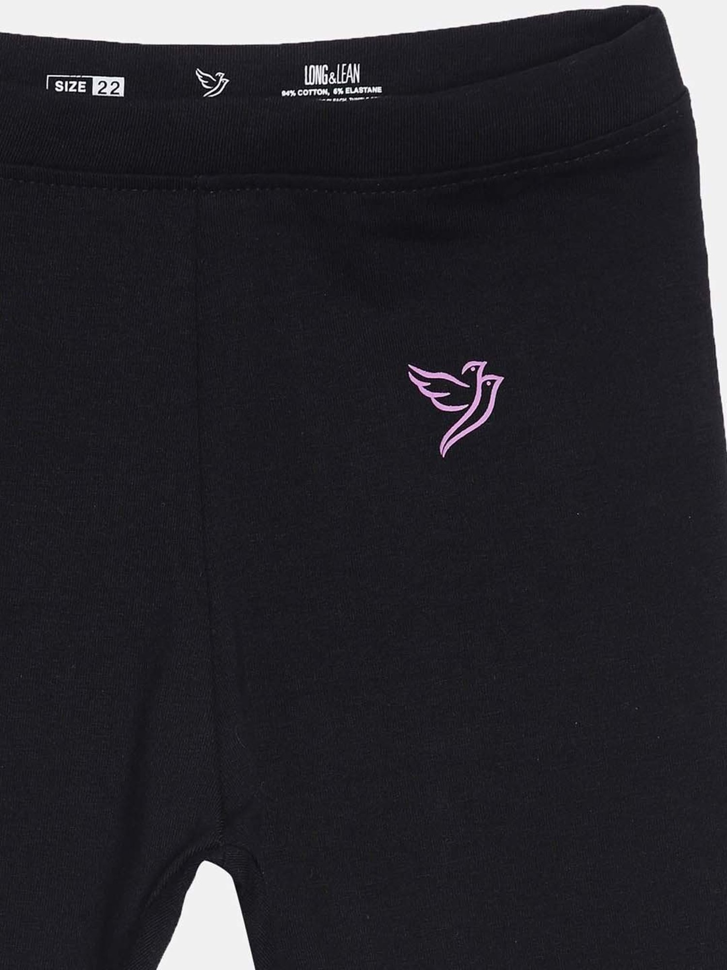 TWIN BIRDS Kids Black & Green Cotton Regular Fit Leggings (Pack of 2)