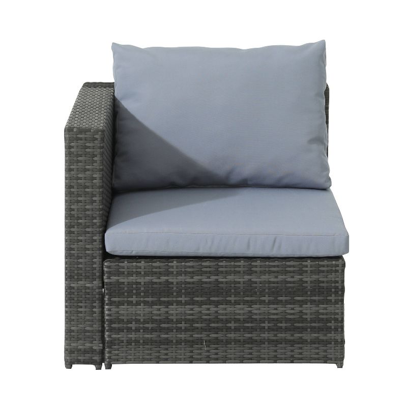 5pc Wicker Rattan Sofa Set with Gray Cushions - Accent Furniture