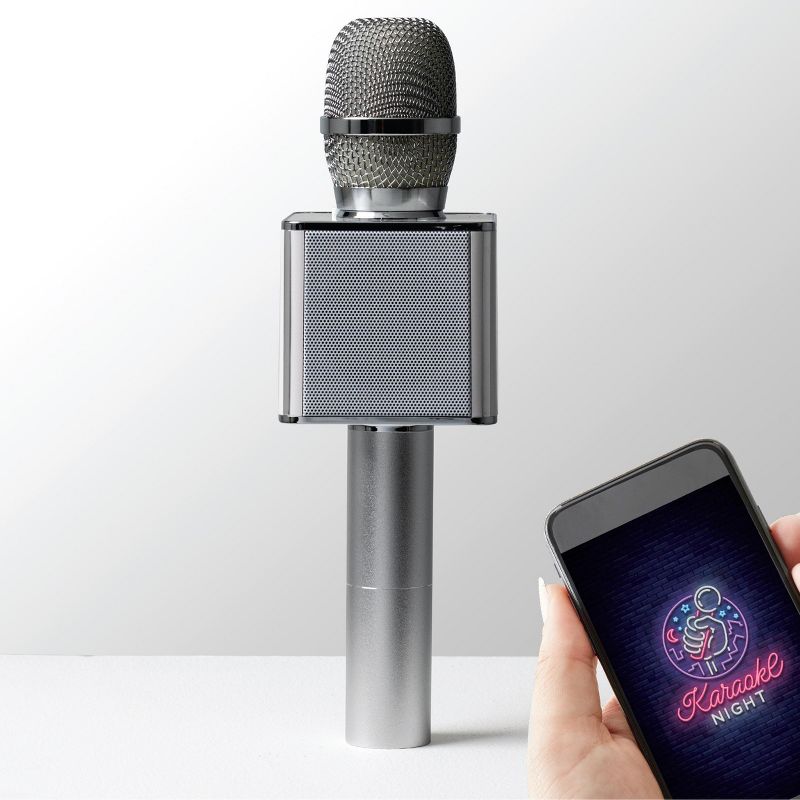 SHARPER IMAGE Musical Microphone Bluetooth Broadcaster in Silver