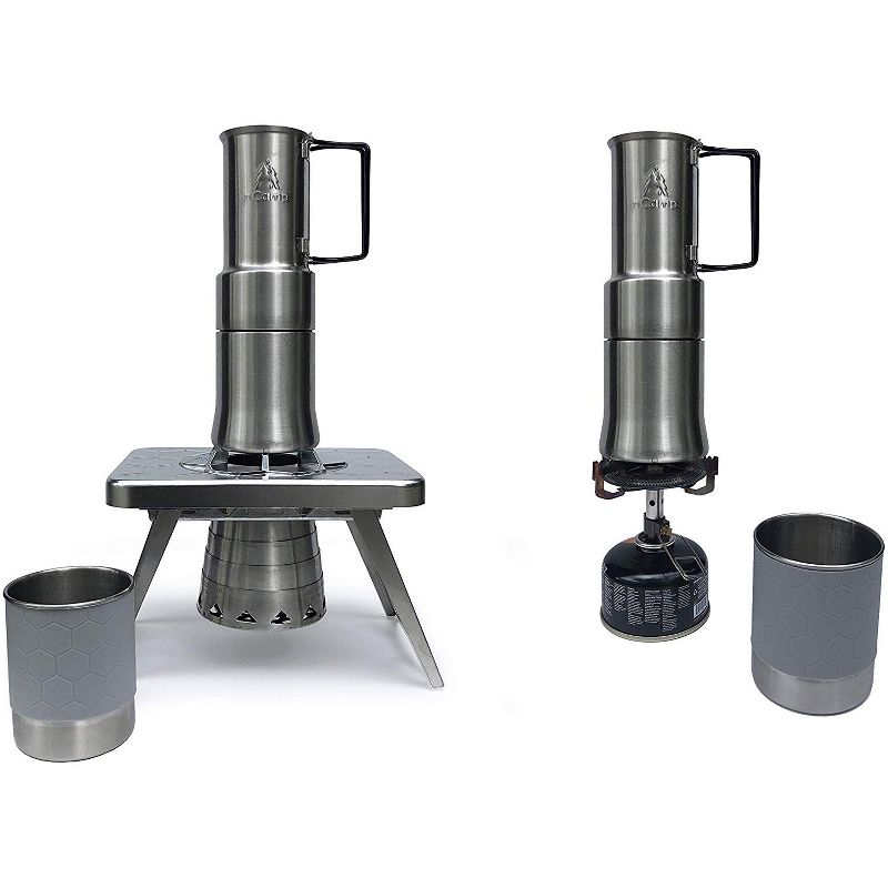 nCamp Portable Stainless Steel Outdoor Camping Espresso Style Caf'e Brewer Coffee Maker for Hiking and Backpacking