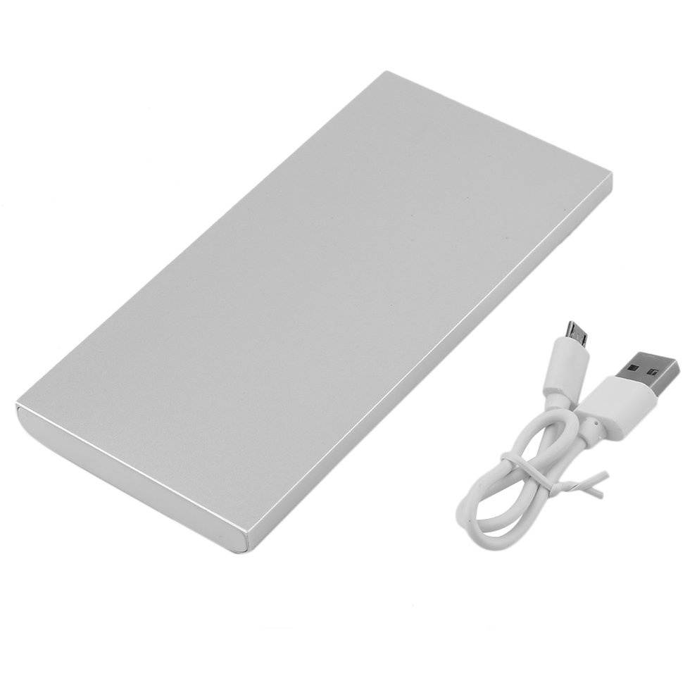 QC3.0 8000MAH Large Capacity Flat Type Super Thin Power Bank External Battery Pack For Iphone For Samsung Silver/Gray,silver