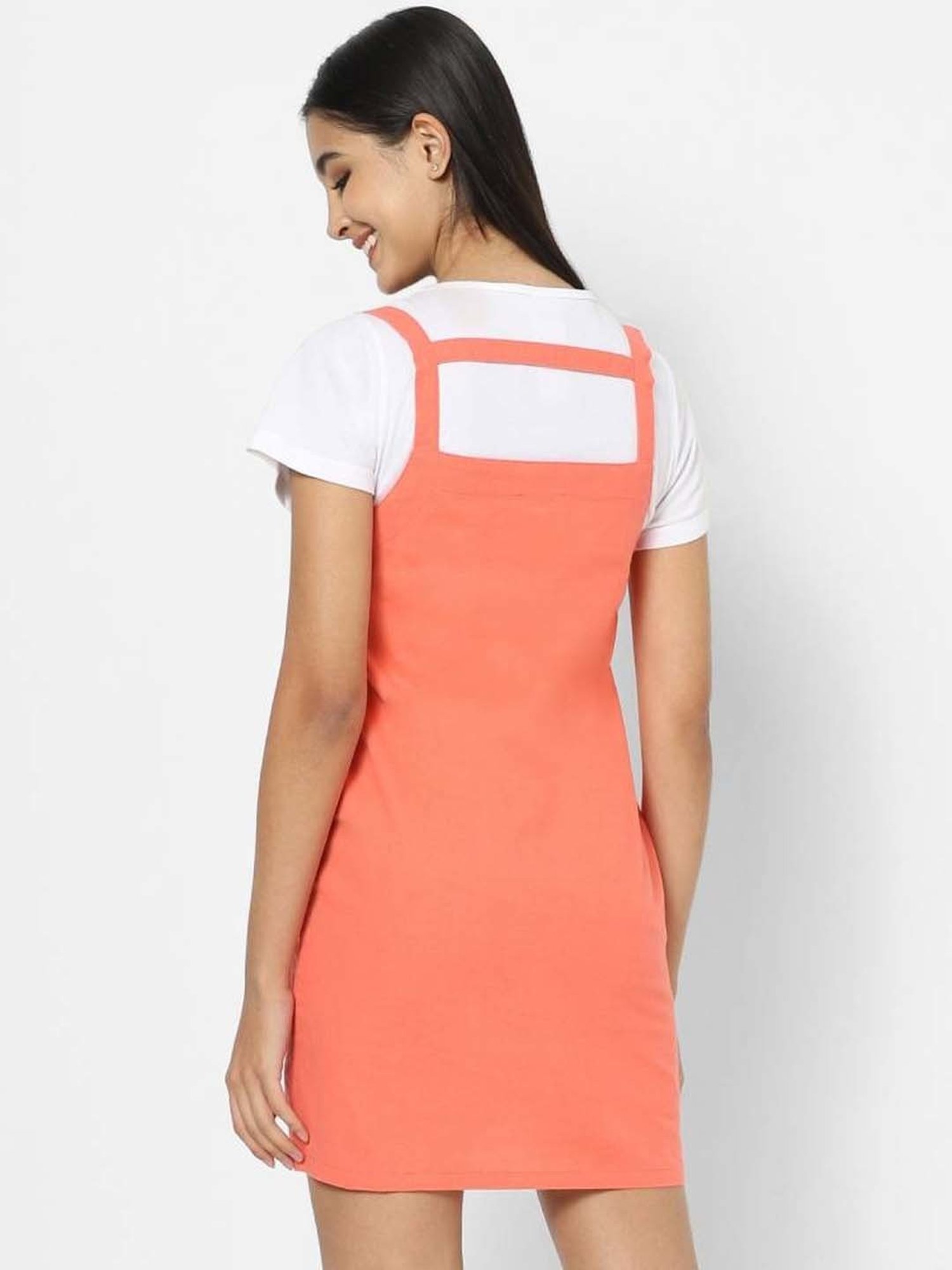 VASTRADO Coral Cotton Pinafore Dress