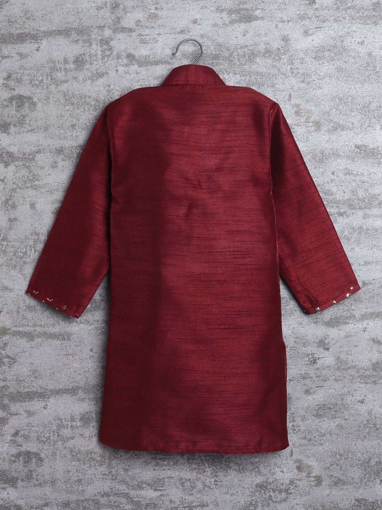 Ahhaaaa Kids Maroon Embellished Full Sleeves Kurta Set