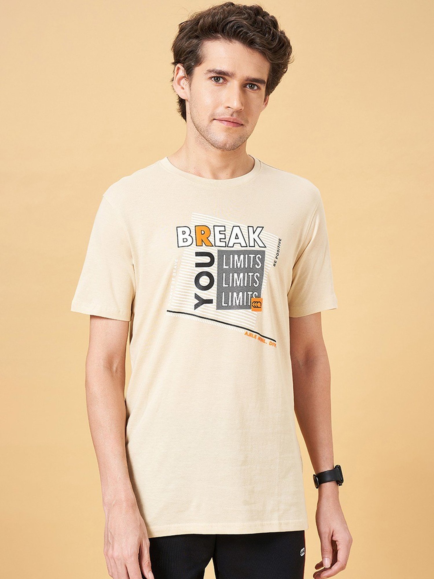 Ajile by Pantaloons Wood Ash Cotton Slim Fit Printed T-Shirt