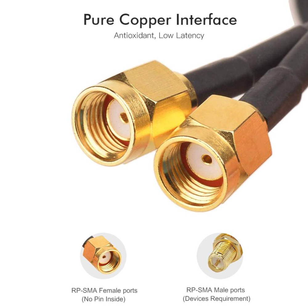 Dual Band WiFi Network Antenna 6dBi with RP-SMA Female Connector, AC 2.4GHz 5.8GHz Antennas with Magnetic Base Work with PCI-E Wi-Fi Network Card USB WiFi Adapter Wireless Router Extender IP Camera