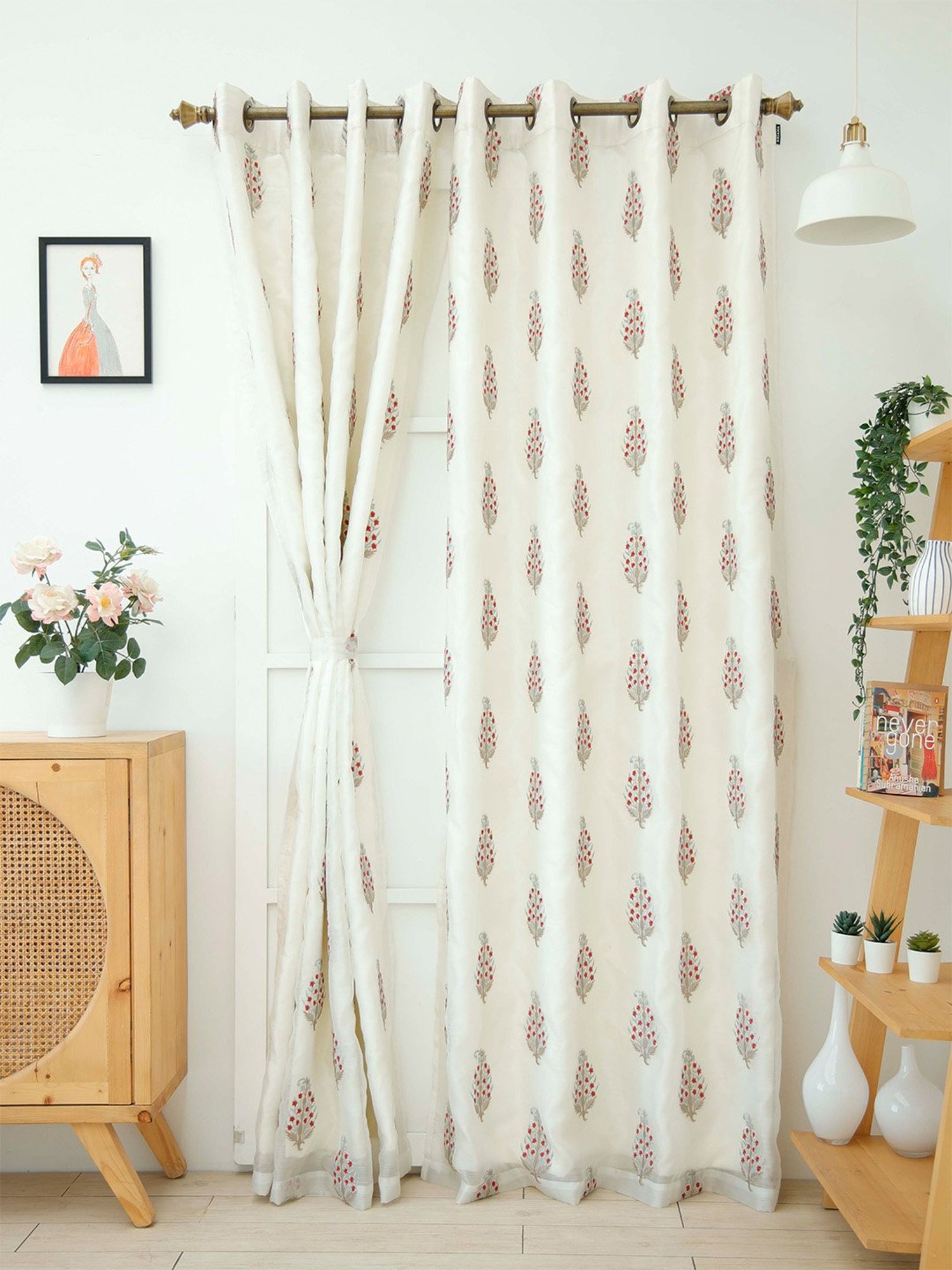 Ariana Paisley Red Polyester 5 ft Window Curtain