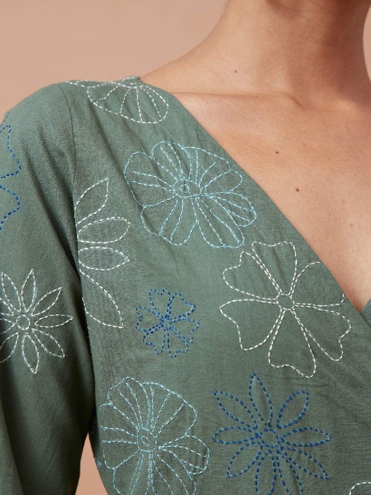 Okhai Forest Magic Green Pure Cotton Hand Embroidered Jumpsuit